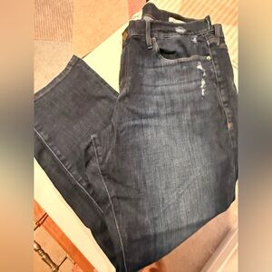 Frame Denim Dark Blue Distressed LeGarcon Crop Jeans Covant